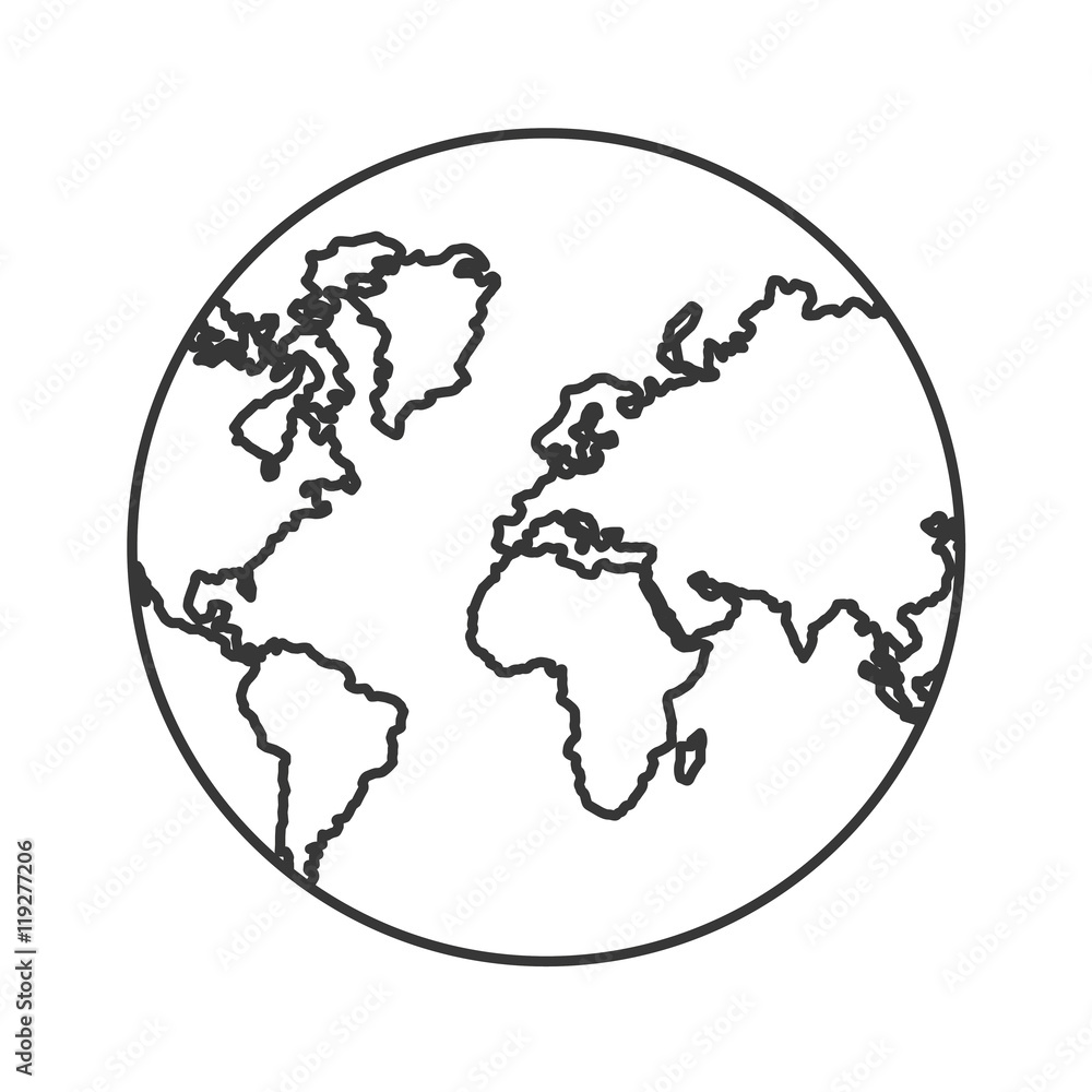 planet earth world map cartography icon. Flat and isolated design. Vector illustration