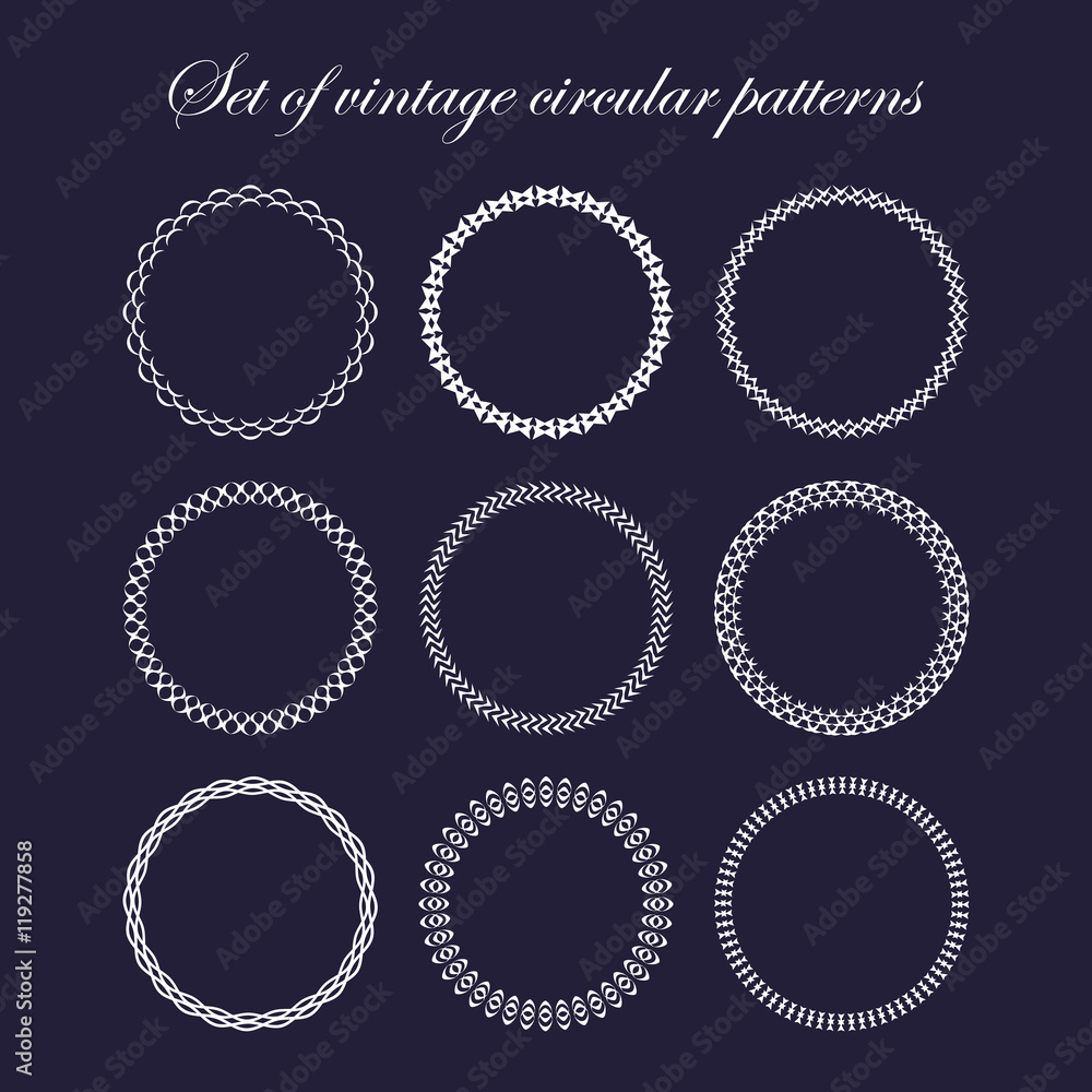 Set of round and circular decorative patterns
