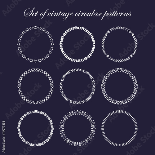 Set of round and circular decorative patterns