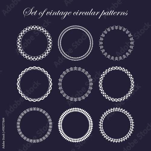 Set of round and circular decorative patterns