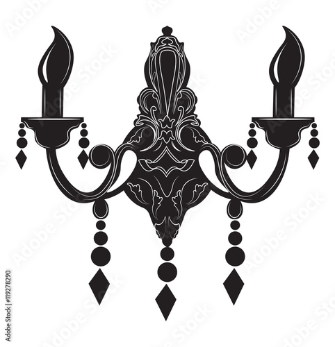 Rich Baroque Classic chandelier. Luxury decor accessory design. Vector illust...