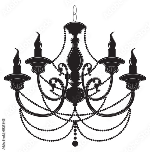 Rich Baroque Classic chandelier. Luxury decor accessory design. Vector illust...