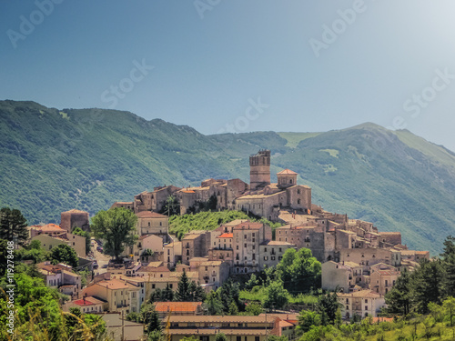 Idyllic apennine mountain village Castel del Monte, L'Aquila, Abruzzo, Italy photo