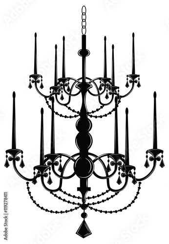 Rich Baroque Classic chandelier. Luxury decor accessory design. Vector illust...