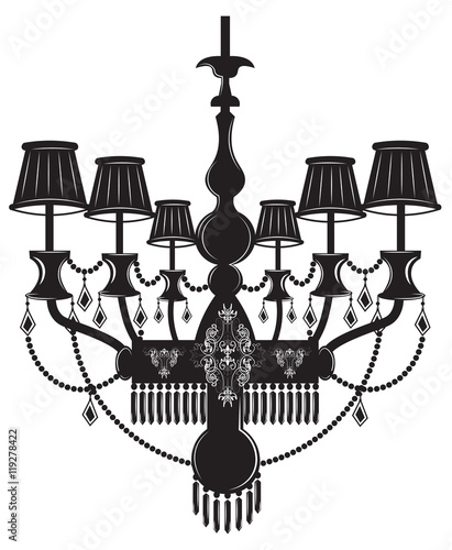 Rich Baroque Classic chandelier. Luxury decor accessory design. Vector illust...
