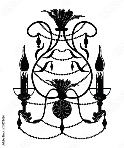 Rich Baroque Classic chandelier. Luxury decor accessory design. Vector illust...