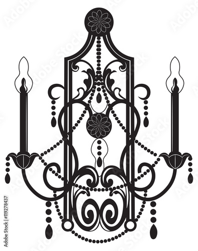 Rich Baroque Classic chandelier. Luxury decor accessory design. Vector illustration sketch