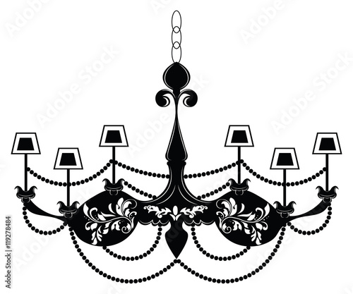 Rich Baroque Classic chandelier. Luxury decor accessory design. Vector illust...