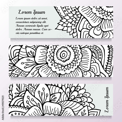 Stock vector set of template with floral ornament,oriental desig
