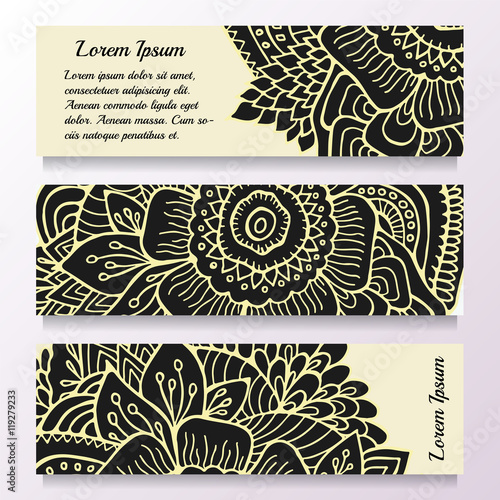 Stock vector set of template with floral ornament,oriental desig