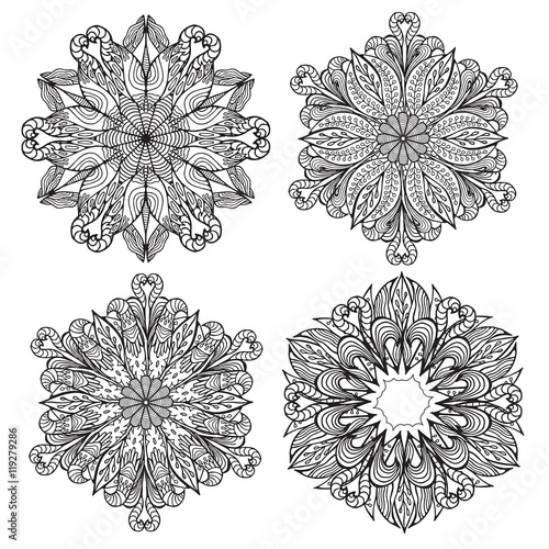 stock vector set of  mandala for printing on paper, fabric. Indi