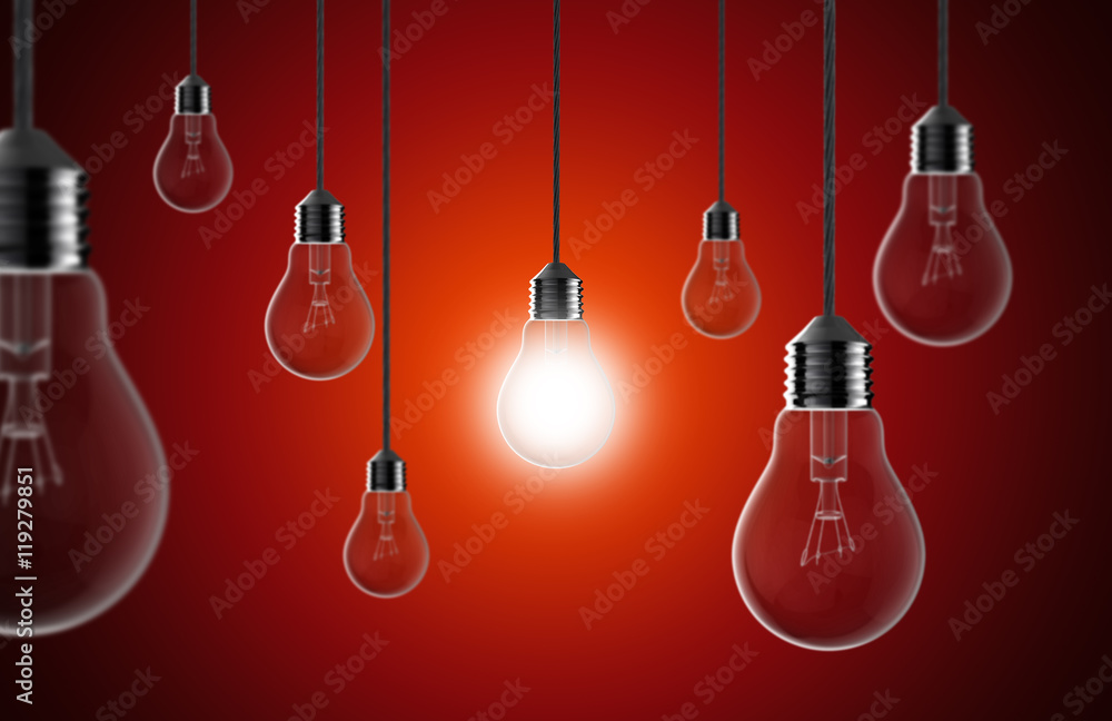 Light bulbs on a red background Light bulbs on a red background