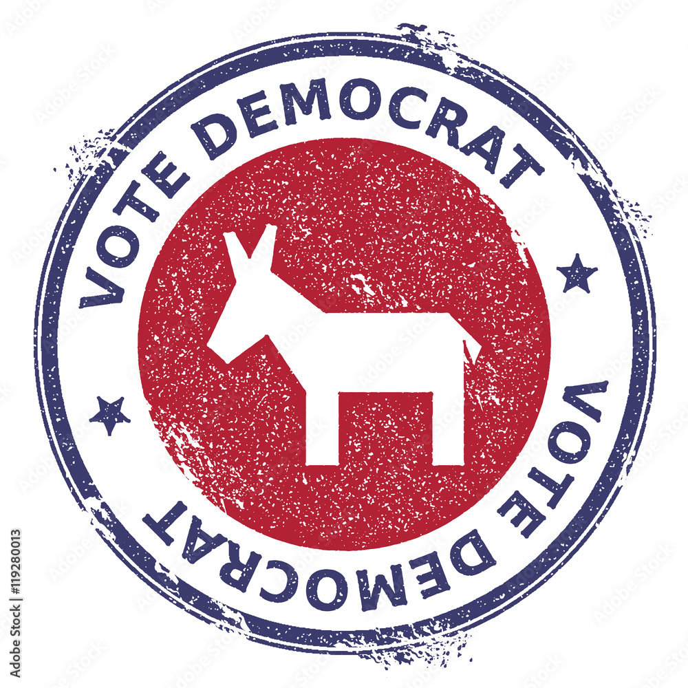 Grunge broken democrat donkeys rubber stamp. USA presidential election patriotic seal with broken democrat donkeys silhouette and Vote Democrat text. Rubber stamp vector illustration. Grunge broken democrat donkeys rubber stamp. USA presidential election patriotic seal with broken democrat donkeys silhouette and Vote Democrat text. Rubber stamp vector illustration.