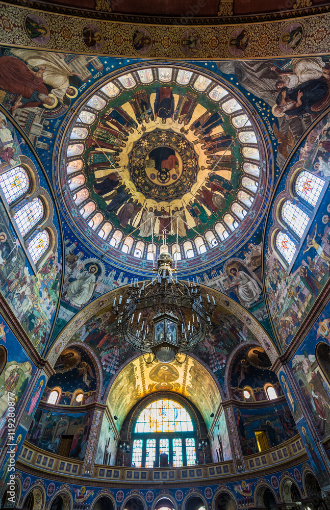 dome of Orthodox Holy Trinity Cathedral in Sibiu in Romania