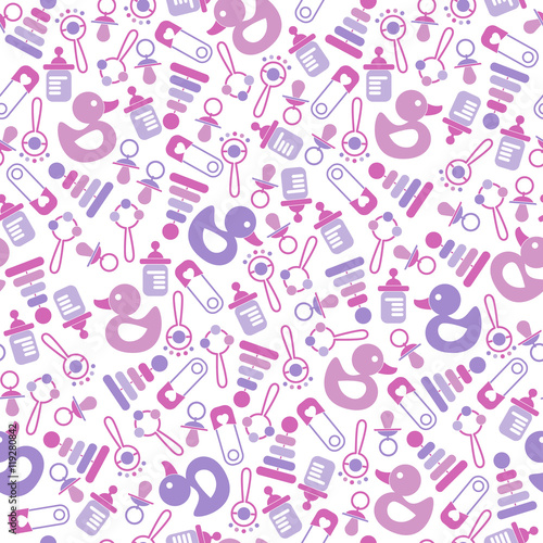 Seamless background pattern for baby shower, new baby greeting and announcement card.