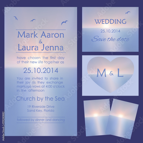 Set of wedding cards or invitations