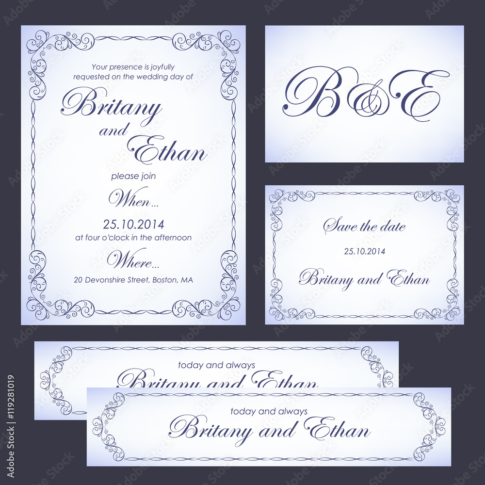 Set of wedding cards