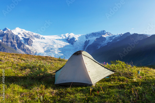 Tent in mountains