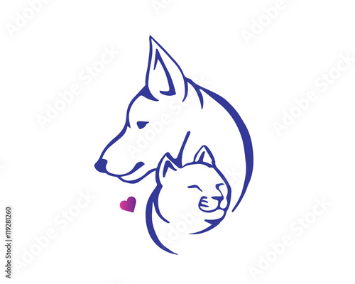 Modern Pet Logo - Love Cats And Dog Symbol
