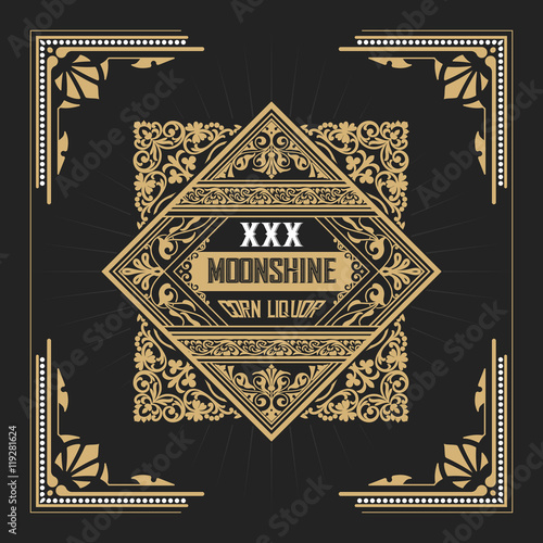 Moonshine label with old frame design