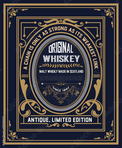 Whiskey label with old frames