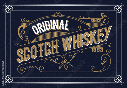 Old  label design for Whiskey and Wine label, Restaurant banner,