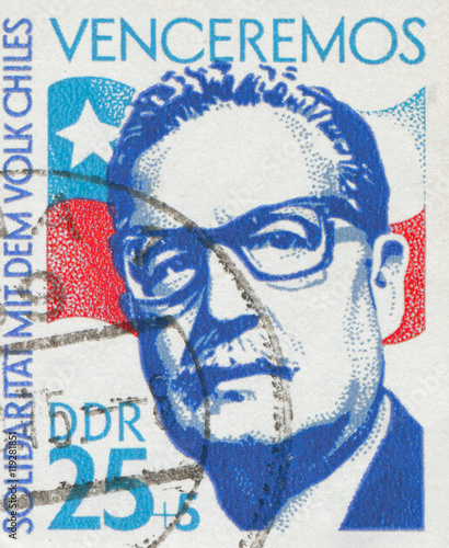 GERMAN DEMOCRATIC REPUBLIC - CIRCA 1973: stamp showing an image of president Salvador Allende, circa 1973 photo