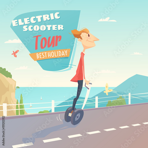 Banner for self-balancing electric scooter.