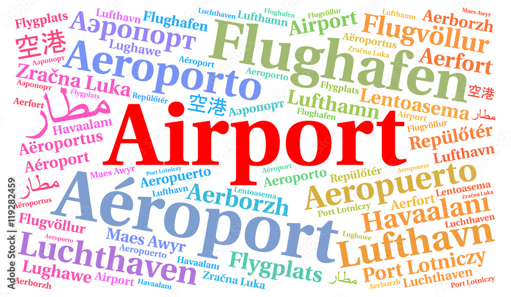 Airport word cloud concept in different languages Airport word cloud concept in different languages