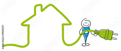 Stick Figure Series Blue / Haus, Ökohaus