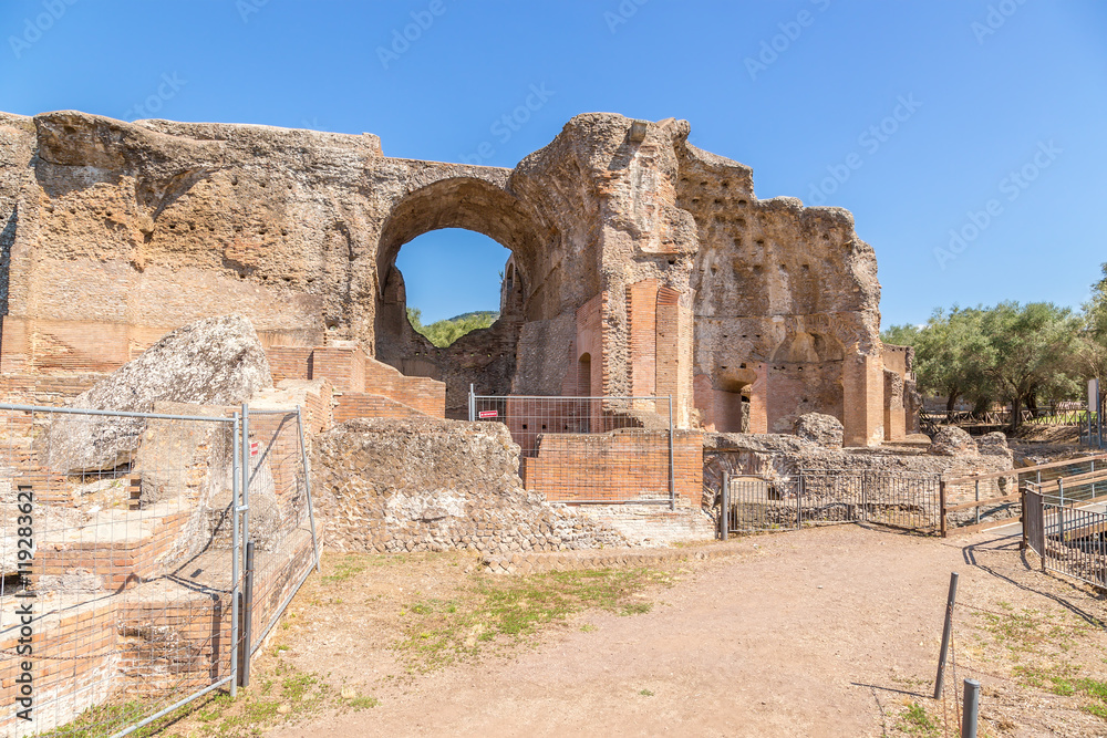 Villa Adriana, Italy. The building, which includes baths with solar heating. UNESCO list