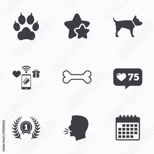 Pets icons. Cat paw with clutches sign.