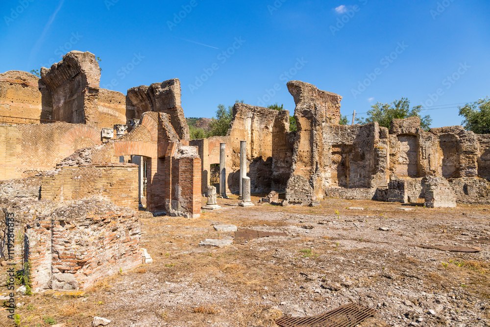 The villa of Emperor Hadrian in Tivoli, Italy. The ruins of buildings in the Golden Square. UNESCO list