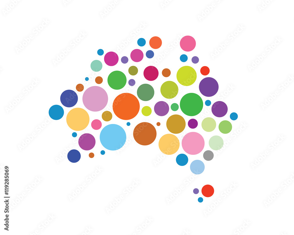 Modern Australia Logo - Colorful Polka Dot Australia Map