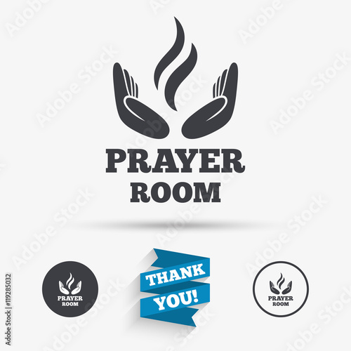 Prayer room sign icon. Religion priest symbol.