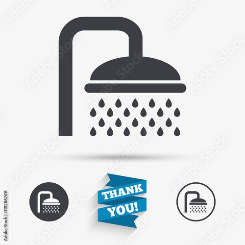 Shower sign icon. Douche with water drops symbol