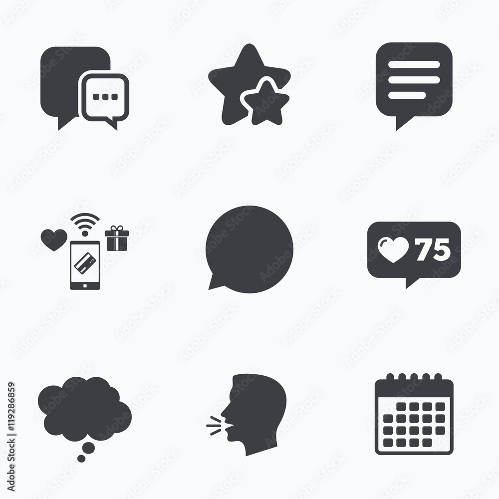 Chat icons. Comic speech bubble signs. Think. Chat icons. Comic speech bubble signs. Think.