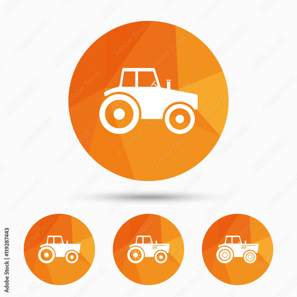 Tractor icons. Agricultural industry transport.