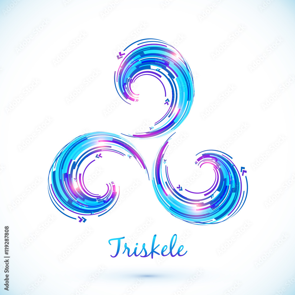 Obraz premium Blue abstract vector triskele symbol