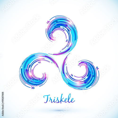 Blue abstract vector triskele symbol