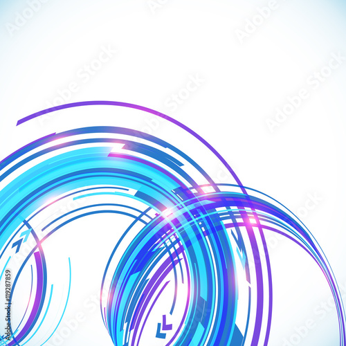Abstract vector blue techno spiral background