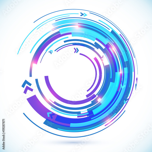 Abstract vector blue techno spiral background