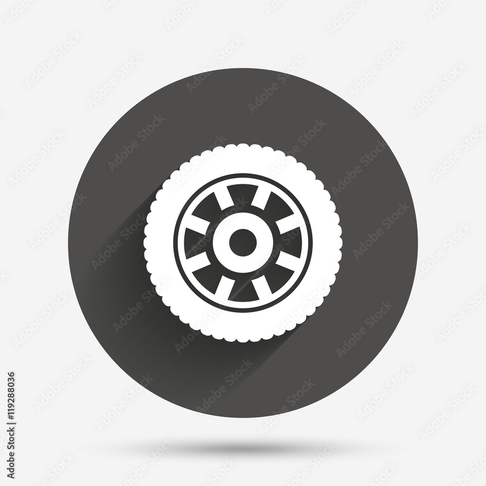 Car wheel sign icon. Circular transport component. Car wheel sign icon. Circular transport component.