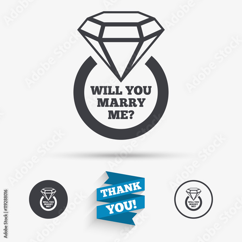 Marry me ring sign icon. Engagement symbol.