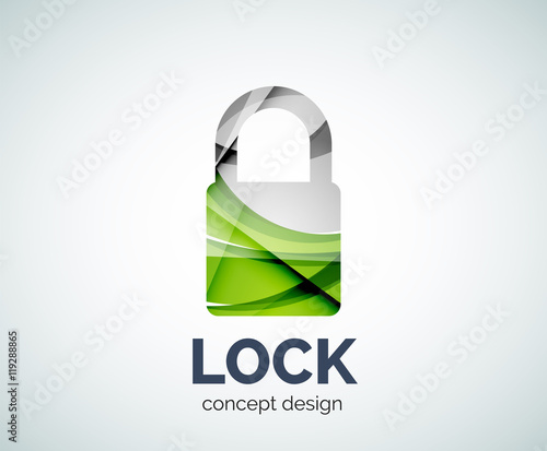 Lock logo business branding icon, created with color overlapping elements photo