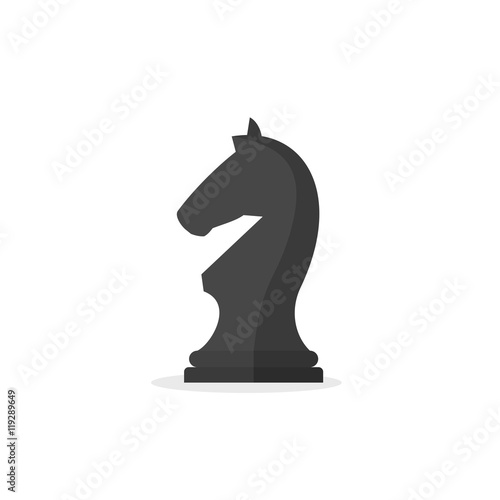 Chess piece knight icon isolated on white background. Black chess horse in flat style