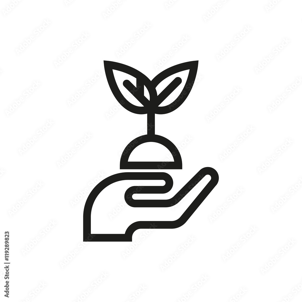 hands holding plant icon on white background hands holding plant icon on white background