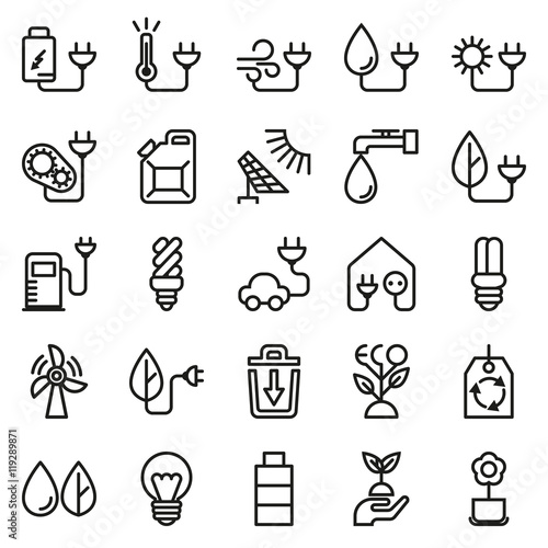Eco icon set on white background