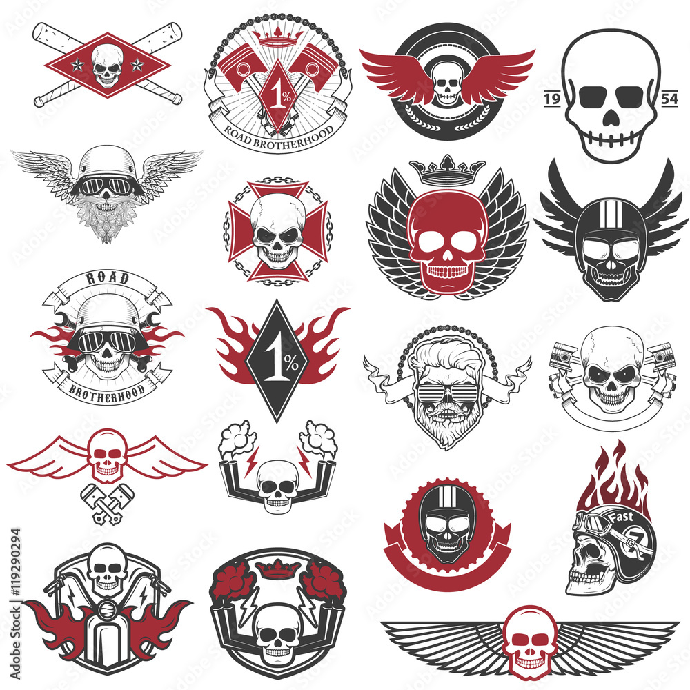 Set of biker labels and emblems. Motorcycle racing. Set of biker labels and emblems. Motorcycle racing.