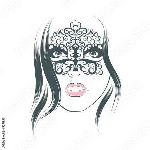 portrait woman with carnival mask